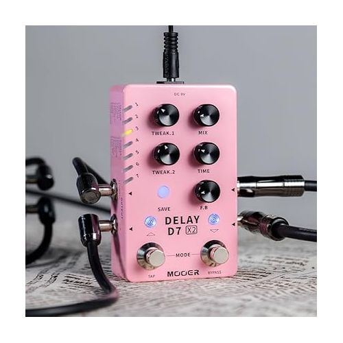  MOOER Guitar Delay Pedal 14 Types Delay Authentic Vintage and Modern Delay Effects from Classic Analog Tape Delays Experimental Low-Bit Delay Galaxy Delay and Pingpong Delay (X2)