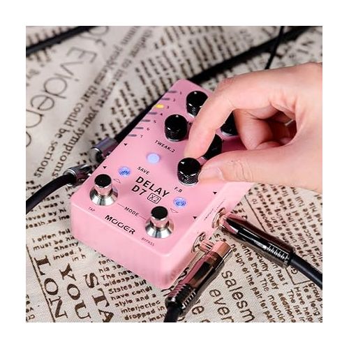  MOOER Guitar Delay Pedal 14 Types Delay Authentic Vintage and Modern Delay Effects from Classic Analog Tape Delays Experimental Low-Bit Delay Galaxy Delay and Pingpong Delay (X2)