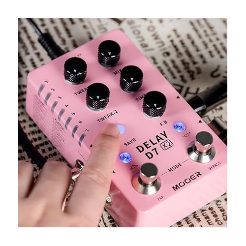  MOOER Guitar Delay Pedal 14 Types Delay Authentic Vintage and Modern Delay Effects from Classic Analog Tape Delays Experimental Low-Bit Delay Galaxy Delay and Pingpong Delay (X2)