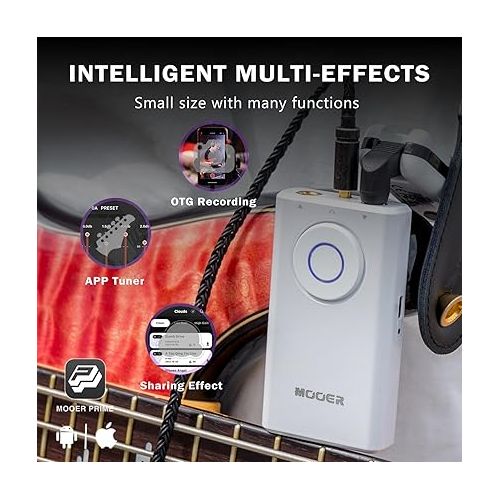  MOOER Prime P1 Guitar Multi-Effects Processor, Bass Guitar Pedals with Air Plug AP10 2.4Ghz Chargeable Guitar Wireless System