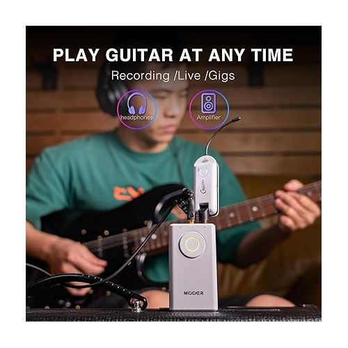  MOOER Prime P1 Guitar Multi-Effects Processor, Bass Guitar Pedals with Air Plug AP10 2.4Ghz Chargeable Guitar Wireless System