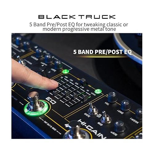  MOOER BLACK TRUCK Combined Guitar Effects Pedal 6 in 1, Compressor, Overdrive, Distortion, EQ, Multi Modulation, Stereo Delay Reverb, High Gain Modules, with Smart Tuner, Tap Tempo, FX LOOP