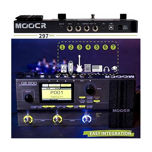  MOOER GE200 Amp Modelling Multi Effects Pedal