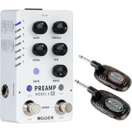 MOOER Preamp Model X Multi Preamp Pedal with Guitar Wireless System for Electric Guitar & Bass Guitar