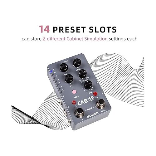  MOOER CAB X2 Dual Footswitch Cab Sim IR Loading Stereo Cabinet Simulation Pedal with 14 Presets Slots Supporting Software Editing