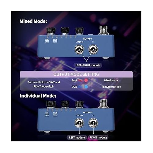  MOOER Harmonizer Guitar Effects Pedal up to 12 Pitches Each Pitch has 11 Harmony Modes Professional Stereo for Electric Guitar and Bass (X2)