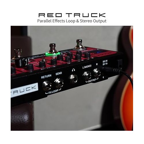  MOOER Red Truck Guitar Multi Effects Guitar FX Loop with Analogue Boost, Overdrive, Distortion Effects and Digital Ambiance Tones Stereo Reverb Delay Multi Modulation Pedal