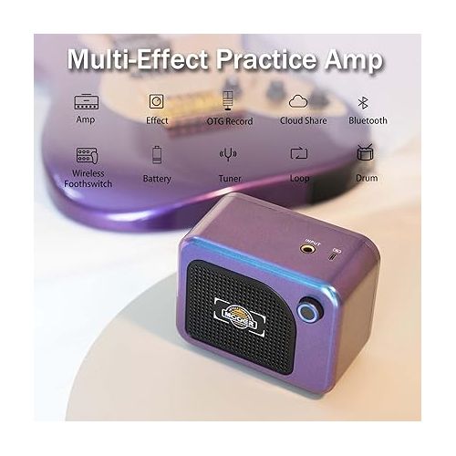  MOOER Hornet05i Portable Mini Guitar Amp for Practice, Bluetooth 5W and Chargeble Battery, 101 Effect Types with Delay/Mod/OD, Loop, Drum, Tuner for Electric Guitar