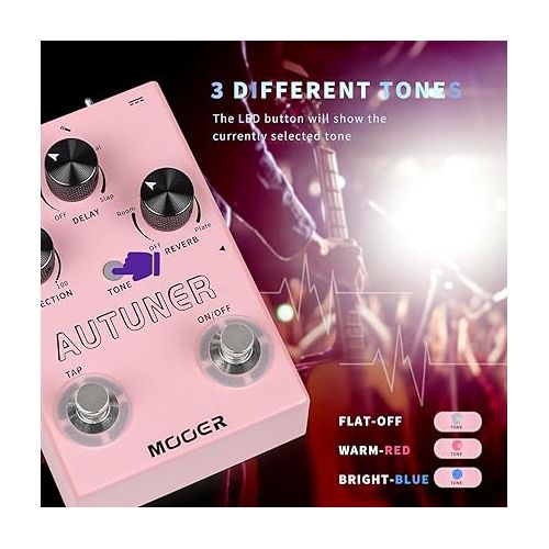  MOOER Autuner Vocal Effects Processor Voice Pedal Pitch Correction Reverb Delay Guitar Vocal Stompbox Microphone Amplifier for Guitarist Recording Live Performance Singing Streaming (MVP1)