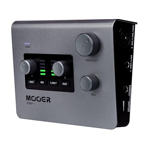  MOOER SteepⅠ Audio Interface for Professional Recording, Stero Soud With 24bit/192 Khz Audio Ports and 2x Tpye-C 2x 1/4
