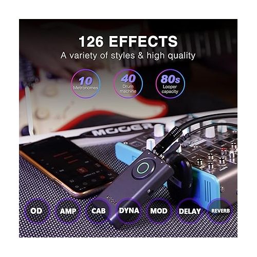  MOOER P1 Multi Effects Pedal, Guitar Bass Pedals with 126 Effects 10 Metronomes 40 Drum Machine and 80s Looper Capacity for Practice and Performance
