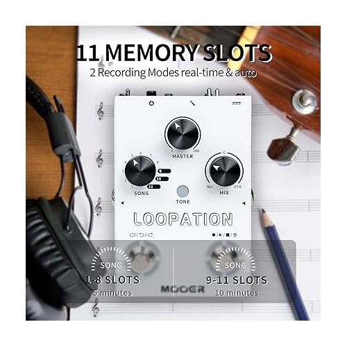  MOOER Looper Vocal Effects Processor Guitar Voice Pedal Vocal Stompbox Microphone Amplifier for Live Singing Streaming Recording (MVP3)