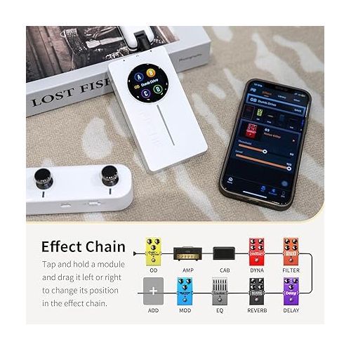  MOOER P2 Multi-Effects Pedal Processor, Electric Guitar Pedals with Amp MIDI Looper Drum Machine Touch Screen for Performance Practice Live Streaming