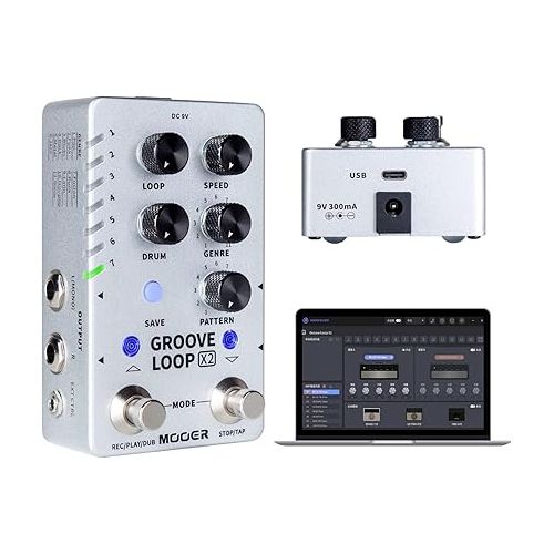  MOOER Groove Looper Pedal Drum Machine Stereo Guitar Loop Recorder Pedals with 140 Minutes Loops 121 Drum Grooves Editor Software (X2)