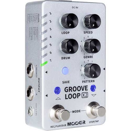  MOOER Groove Looper Pedal Drum Machine Stereo Guitar Loop Recorder Pedals with 140 Minutes Loops 121 Drum Grooves Editor Software (X2)