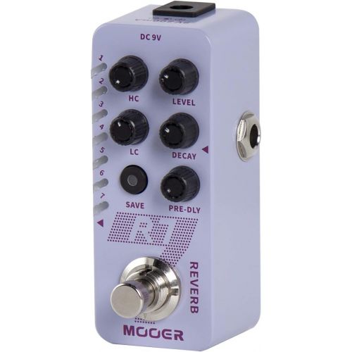  MOOER R7 Reverb 7 Different, Rich and Classic Reverb Types from the Church to Cave Reverb in a Compact Metal Shell with High Cut, Low Cut, Trail On Function