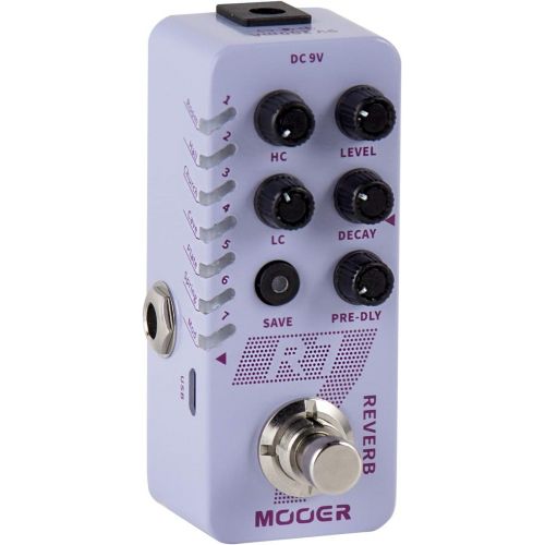  MOOER R7 Reverb 7 Different, Rich and Classic Reverb Types from the Church to Cave Reverb in a Compact Metal Shell with High Cut, Low Cut, Trail On Function