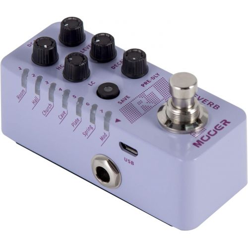  MOOER R7 Reverb 7 Different, Rich and Classic Reverb Types from the Church to Cave Reverb in a Compact Metal Shell with High Cut, Low Cut, Trail On Function