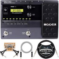 MOOER GE150 Electric Guitar Amp Modelling Multi-Effects Pedal Bundle with Blucoil 10-FT Straight Instrument Cable (1/4in), 2-Pack of Pedal Patch Cables, and 5-FT Audio Aux Cable