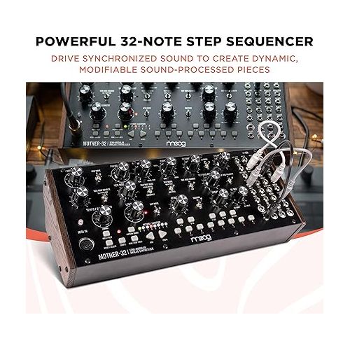  MOOG Mother-32 Semi-Modular Eurorack Analog Synthesizer with 32-Step Sequencer, VC Oscillator and Ladder Filter, MIDI in, Extended Patchbay, CV Jack