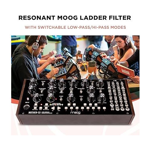  MOOG Mother-32 Semi-Modular Eurorack Analog Synthesizer with 32-Step Sequencer, VC Oscillator and Ladder Filter, MIDI in, Extended Patchbay, CV Jack