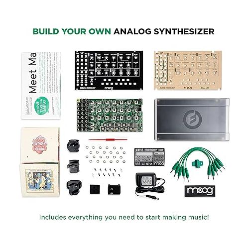  MOOG Mavis - Standalone Semi-Modular Analog Synthesizer Kit with Keyboard; Analog Oscillator, Filter, Envelope Generator; Wavefolder; and Dust Cover