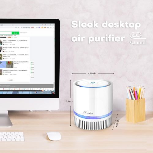  MOOKA Air Purifier for Home, 3-in-1 True HEPA Filter Air Cleaner for Bedroom and Office, Odor Eliminator for Allergies and Pets, Smoke, Dust, Mold, 3D Filtration, Night Light