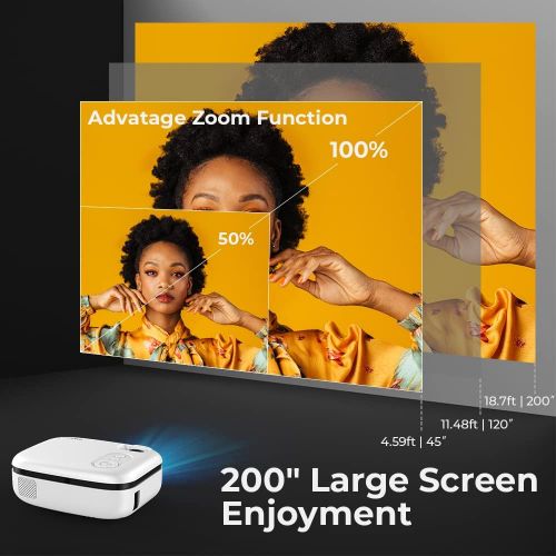  MOOKA WiFi Projector, 7500L HD Outdoor Mini Projector with Carrying Bag, 1080P & 200 Screen Supported, Movie Home Theater for TV Stick, Video Games, HDMI, USB, AUX, AV, PS4, Laptop