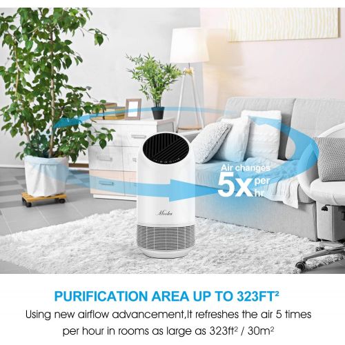  [아마존베스트]Mooka True HEPA Air Purifier for Large Room Up to 323ft², Ozone Free Air Cleaner for Allergies, Pets, Smokers, Mold, Odor Eliminator for Bedroom Office, Filter Reminder & Timer