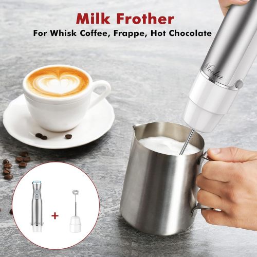  MOOKA Hand Blender, 5-in-1 Multi-Purpose Immersion Blender, 1100W 12-Speed Stick Blender, 600ml Beaker, 500ml Food Chopper, Egg Whisk, Milk Frother, White