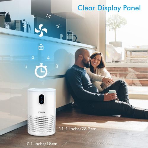  MOOKA Air Purifier for Home Large Room up to 430ft2, H13 True HEPA Air Filter Cleaner, Odor Eliminator, Remove Allergies Smoke Dust Pollen Pet Dander, Night Light(Available for Cal