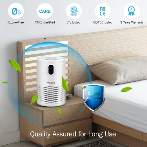  MOOKA Air Purifier for Home Large Room up to 430ft2, H13 True HEPA Air Filter Cleaner, Odor Eliminator, Remove Allergies Smoke Dust Pollen Pet Dander, Night Light(Available for Cal