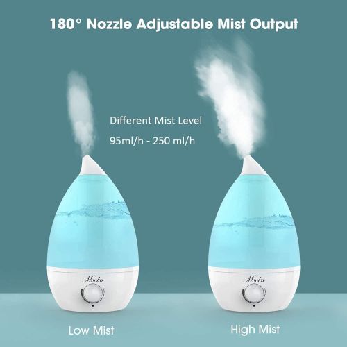  Mooka Humidifiers 2-in-1 Cool Mist Humidifier Diffuser for Baby Home Bedroom Office, 2L Essential Oil Diffuser with Adjustable Mist Output, Waterless Auto-Off, Whisper-Quiet, Up to