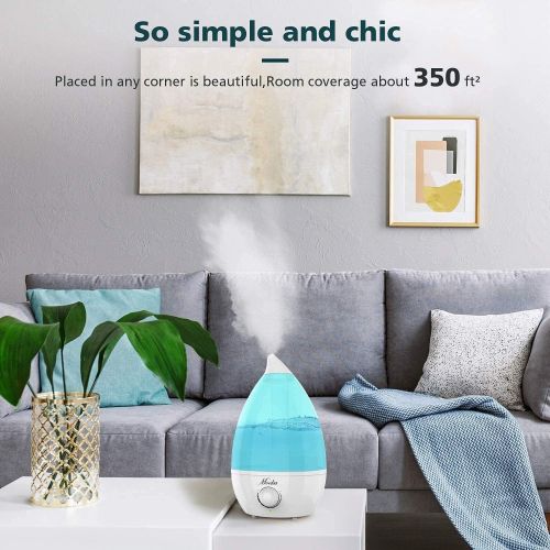  Mooka Humidifiers 2-in-1 Cool Mist Humidifier Diffuser for Baby Home Bedroom Office, 2L Essential Oil Diffuser with Adjustable Mist Output, Waterless Auto-Off, Whisper-Quiet, Up to