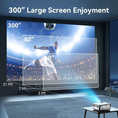  Native 1080P WiFi Bluetooth Projector, MOOKA Upgraded 8500L HD Video Projector with Carrying Bag,Support 4K &300“ Display,Mini Outdoor Movie Projectors Compatible with iOS/Android/