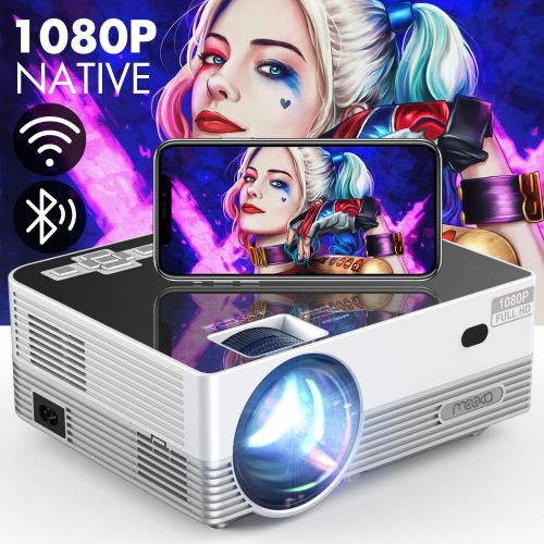  Native 1080P WiFi Bluetooth Projector, MOOKA Upgraded 8500L HD Video Projector with Carrying Bag,Support 4K &300“ Display,Mini Outdoor Movie Projectors Compatible with iOS/Android/