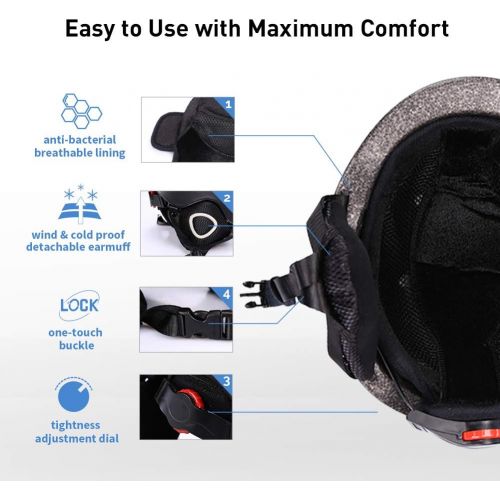  [아마존 핫딜] MOON Ski Helmets Men Women Youth, 350g with Chin Care Removable Thickened Earmuffs 11 Vents, for Sking Skateboarding Snowboarding Winter Extreme Sports