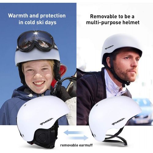  [아마존 핫딜] MOON Ski Helmets Men Women Youth, 350g with Chin Care Removable Thickened Earmuffs 11 Vents, for Sking Skateboarding Snowboarding Winter Extreme Sports