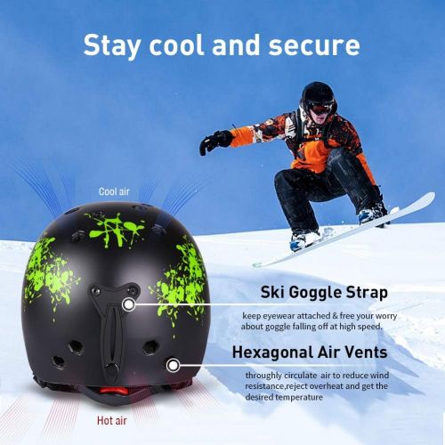  MOON Ski Helmets Men Women Youth, 350g with Chin Care Removable Thickened Earmuffs 11 Vents, for Skiing Skateboarding Snowboarding Winter Extreme Sports