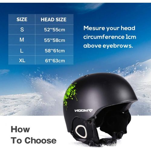  MOON Ski Helmets Men Women Youth, 350g with Chin Care Removable Thickened Earmuffs 11 Vents, for Skiing Skateboarding Snowboarding Winter Extreme Sports