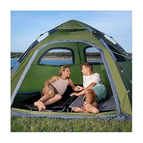  Moon Lence Instant Pop Up Tent Family Camping Tent 4-5 Person Portable Tent Automatic Tent Waterproof Windproof for Camping Hiking Mountaineering