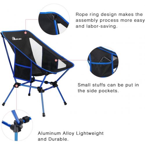  MOON LENCE Backpacking Chair Outdoor Camping Chair Compact Portable Folding Chairs with Side Pockets Packable Lightweight Heavy Duty for Camping Backpacking Hiking …