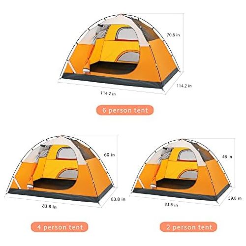  MOON LENCE Camping Tent 2/4Person Family Tent Double Layer Outdoor Tent Waterproof Windproof Anti-UV …