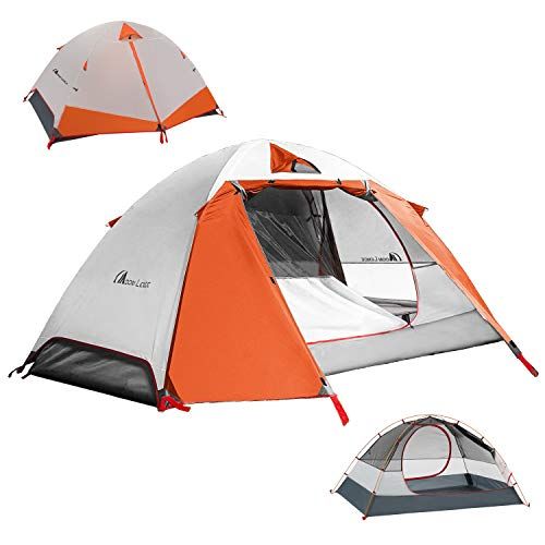  MOON LENCE Camping Tent 1 and 2 Person Backpacking Tent Double Layer Portable Outdoor Lightweight Tent Waterproof Wind Proof Anti-UV for Hiking Fishing Easy Setup