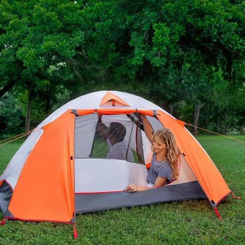  MOON LENCE Camping Tent 1 and 2 Person Backpacking Tent Double Layer Portable Outdoor Lightweight Tent Waterproof Wind Proof Anti-UV for Hiking Fishing Easy Setup