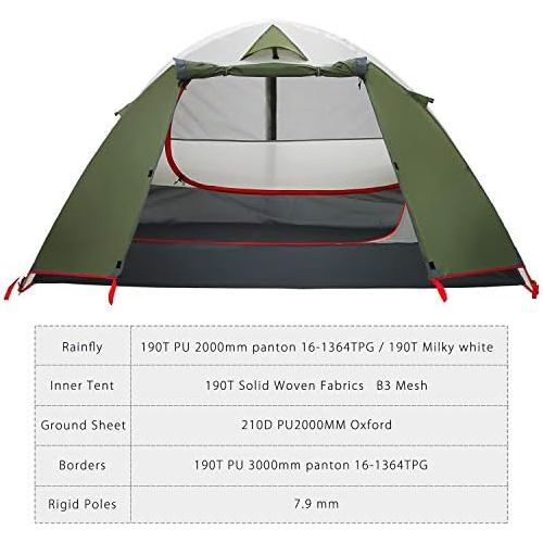  Moon Lence 2 Person Tent Lightweight Backpacking Tent Waterproof Camping Tent Easy Setup Double Layer for Hiking Hunting