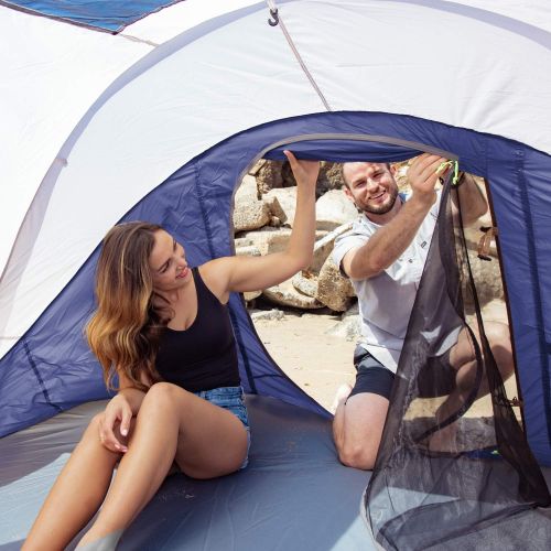  Moon Lence Pop up Tent 4 Person Camping Tent Waterproof Tent 3 Ventilated mesh Windows, 2 Big Doors Instant Tent for Family Easy Setup