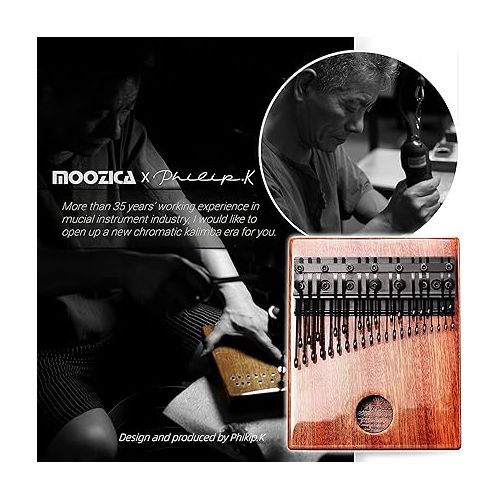  MOOZICA 36 Keys Professional Chromatic Kalimba, Double-layer Piano Layout 36 Tines Kalimba Thumb Piano, Solid Mahogany Wood Finger Piano with Shiny Surface(BKA-36P)