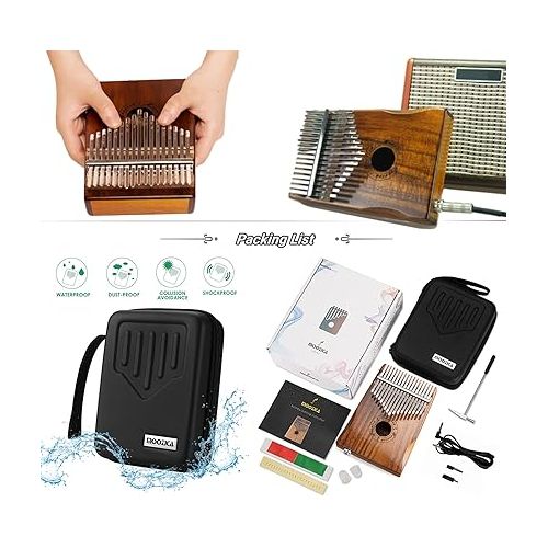  MOOZICA 17-Key EQ Kalimba, Solid Koa Wood Electric Kalimba Thumb Piano With Built-in Pickup and Professional Kalimba Case (K17K-EQ)