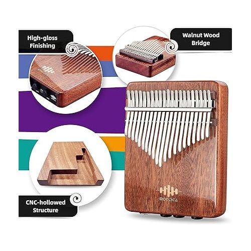  MOOZICA EQX Series Professional Kalimba, Built-in Piezo Pickup 21 Keys Kalimba Thumb Piano With Chorus and Delay Effect Control, Professional Acoustic-electric Kalimba(K21EQX)